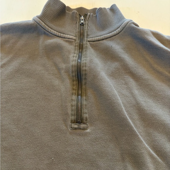 Aerie Woman’s Khaki Green Half-Zip Sweatshirt Size Medium - Picture 3 of 7